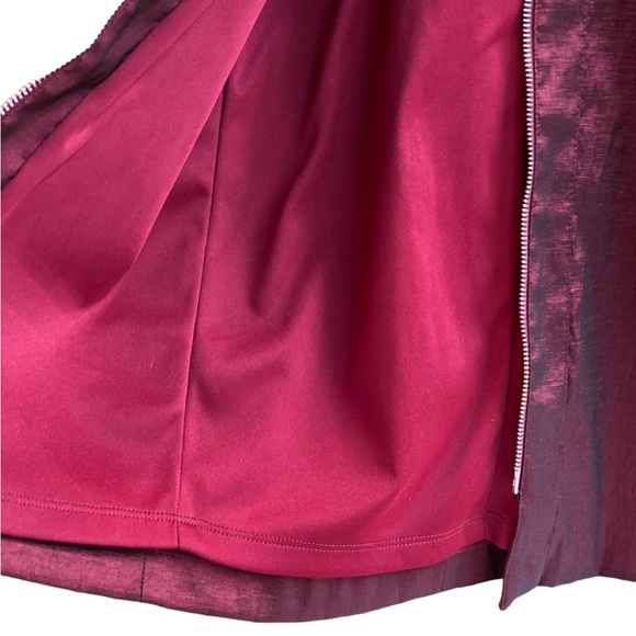 Frank Lyman Taffeta Zip-Front Dress, Burgundy, size 0 - Picture 7 of 16